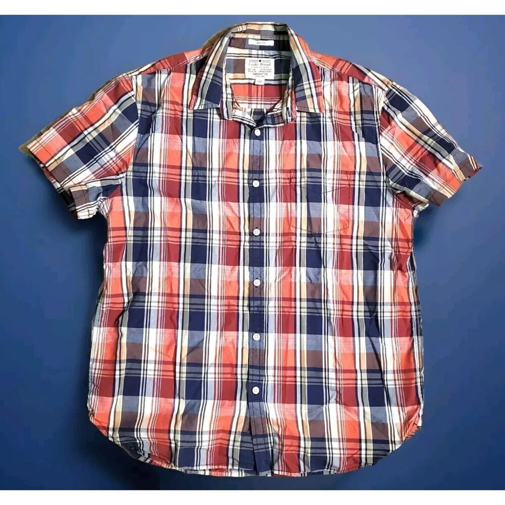 Lucky Brand Los Angeles Men's Button Down Shirt Slim Fit Large Plaid